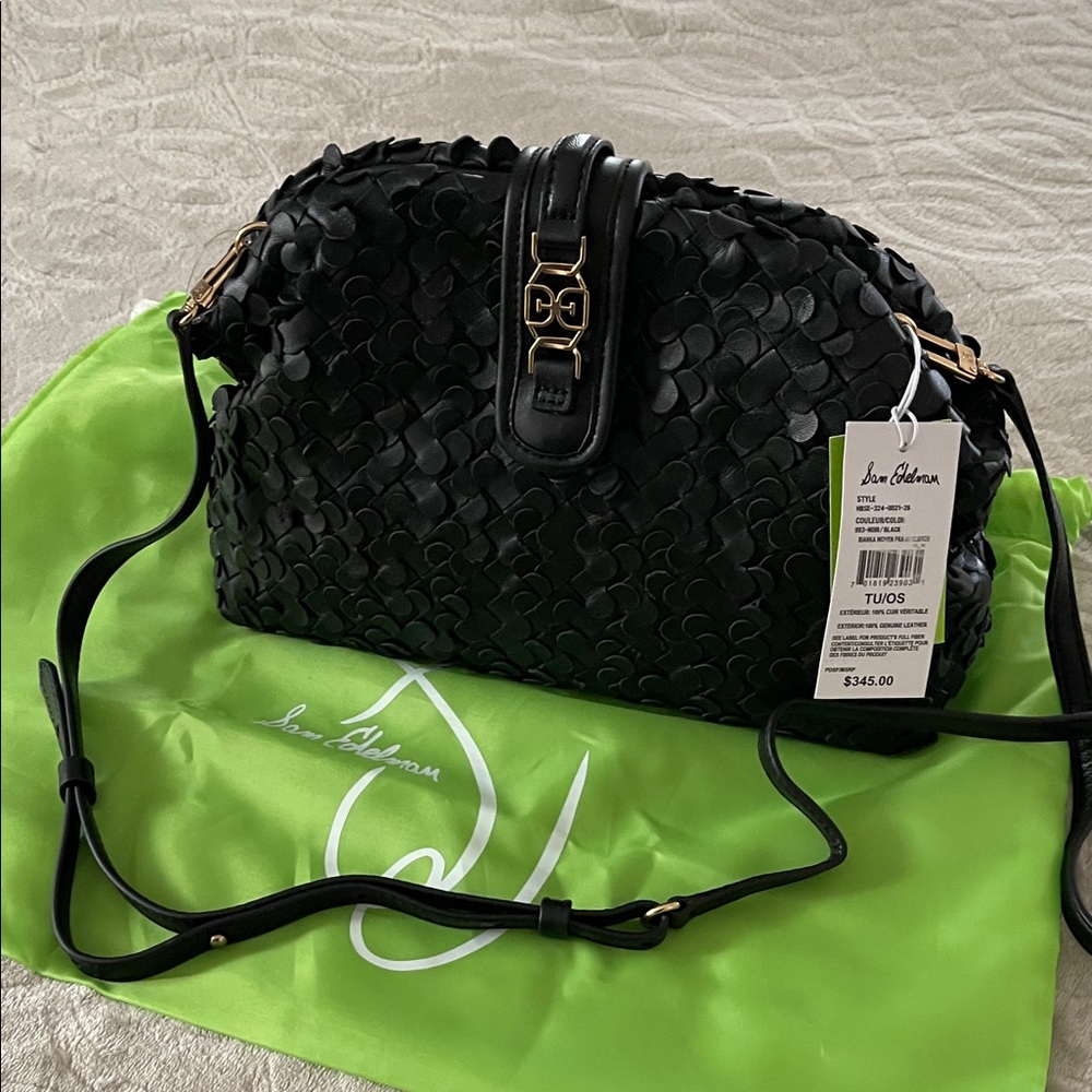 NEW Sam Edelman Black Textured Shoulder Bag